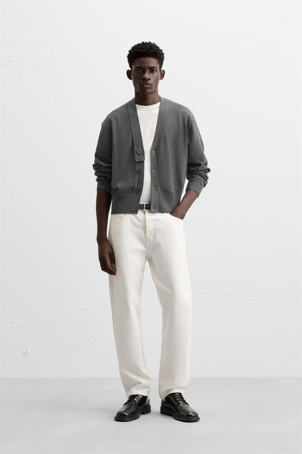 

Кардиган с асимметричным вырезом ZARA, серый мергель