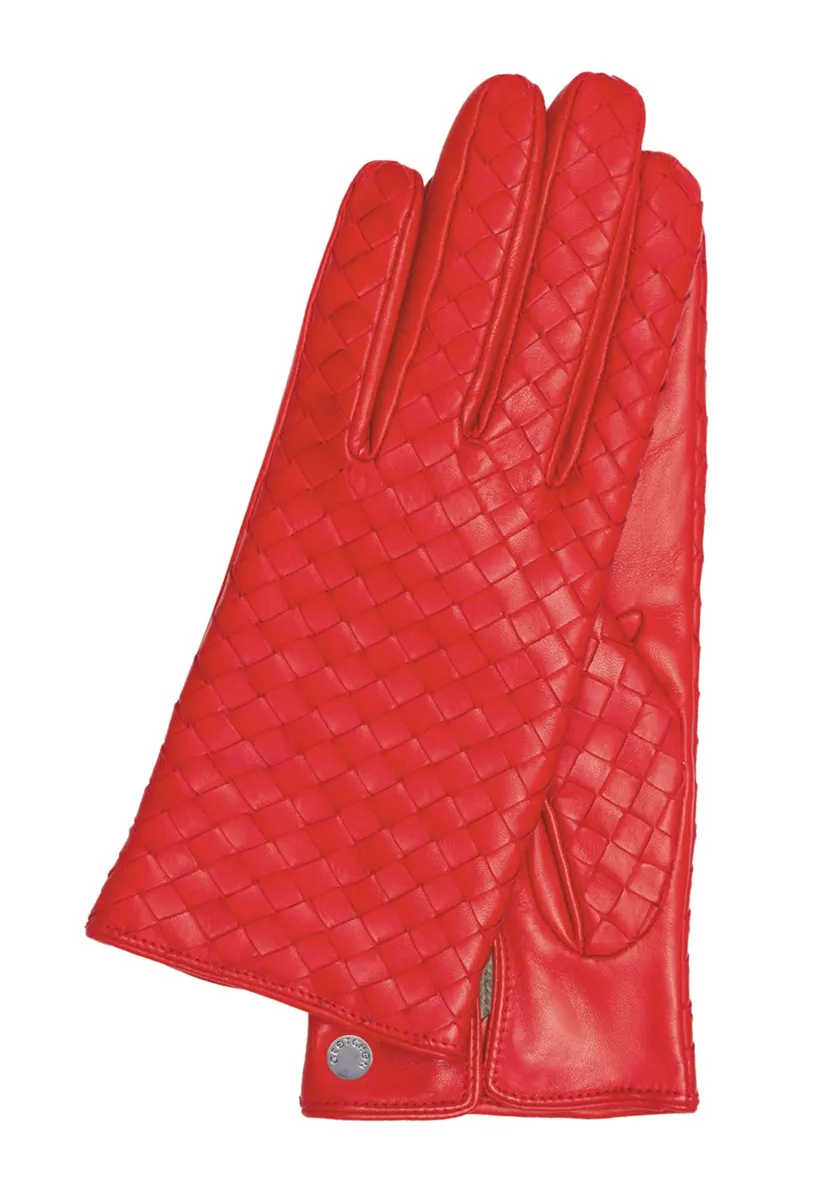 

Кожаные перчатки GRETCHEN "Woven Gloves" с модной тесьмой, красный
