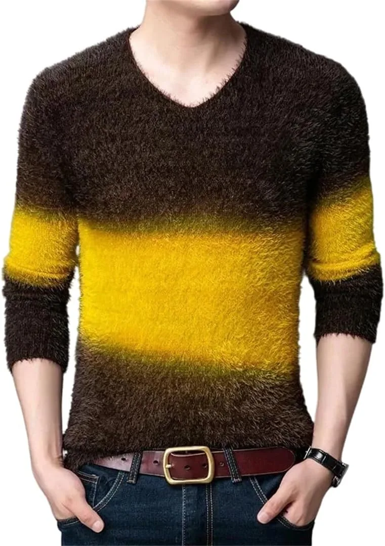 

Свитер V-образного выреза для мужчин, гладкий, уютный, свободный покрой