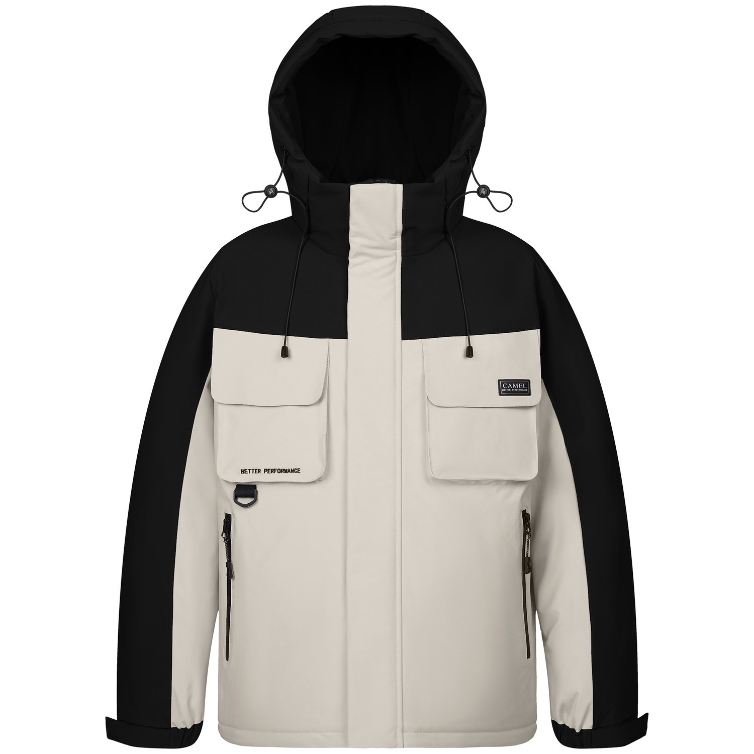 

CAMEL Теплая флисовая серия пуховик Unisex, Oat Gray/Phantom Black