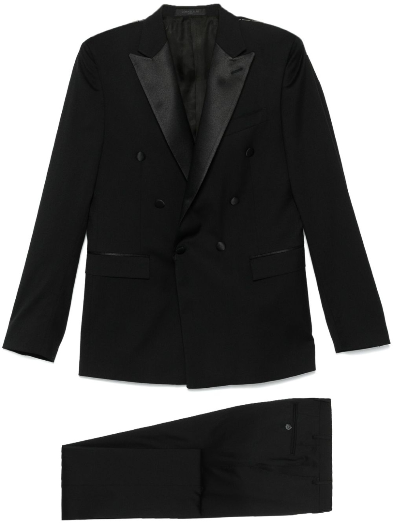 

Corneliani костюм с атласной отделкой, черный