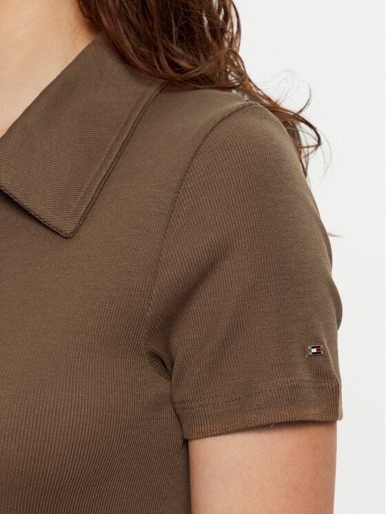 Поло slim fit WW0WW44446 Tommy Hilfiger, коричневый — фото 4