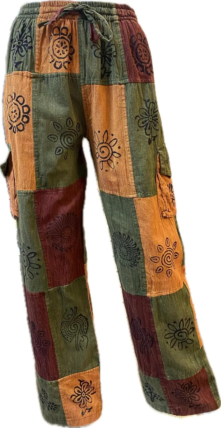 Широкие брюки йога Patchwork, Karma Handicrafts, цвет Green