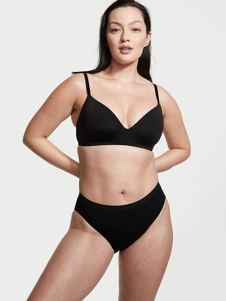 Трусики-Слипы из эластичного хлопка с высоким вырезом Victoria'S Secret, smooth black — фото 4