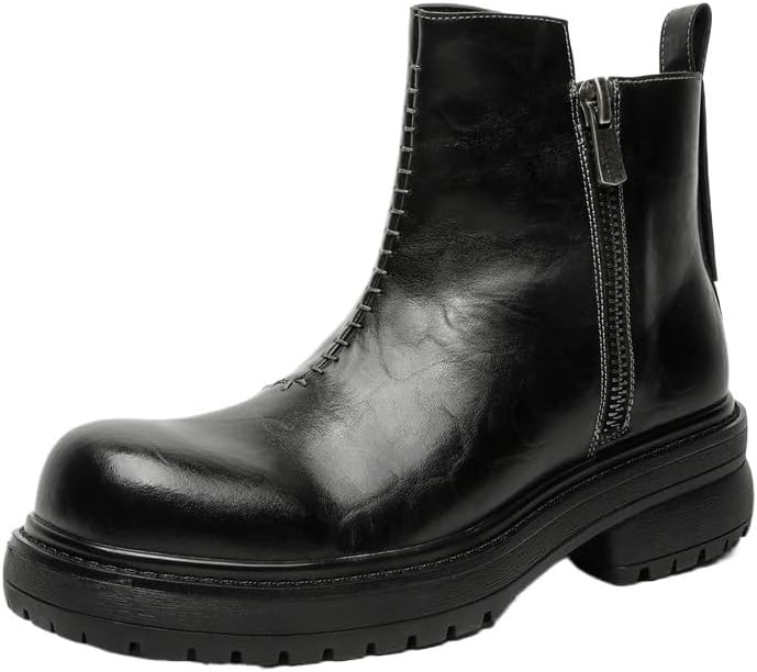 

Мужские ботинки челси, кожаные ботинки в стиле милитари, толстая подошва, нескользящая и износостойкая, повседневные, удобные, классические кожаные туфли Zestrelax, черный