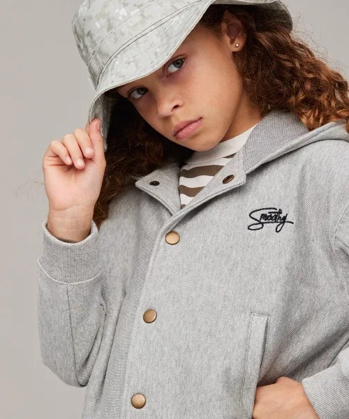 Парка на кнопках Smoothy Snap parka, хлопок 100%, цвет серый меланж — фото 2