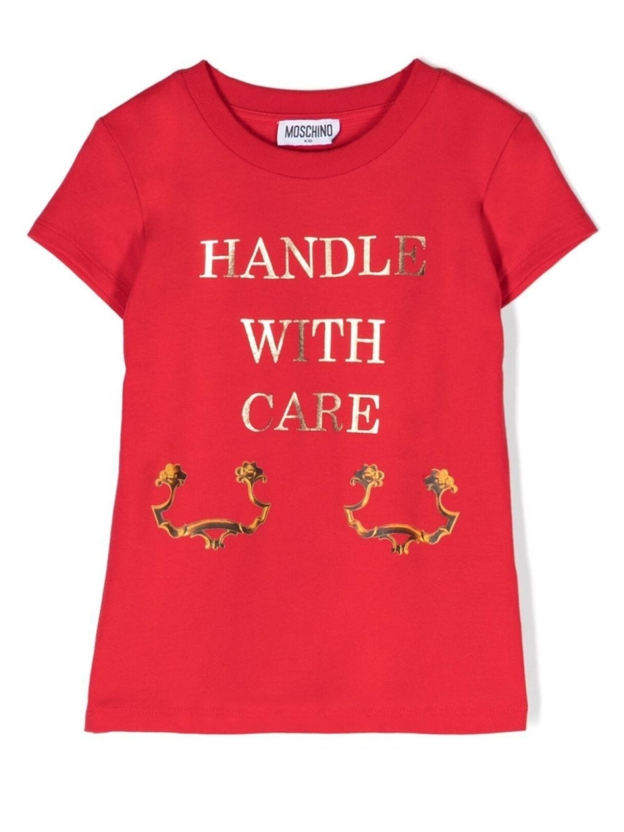 

Moschino Kids футболка с принтом Handle With Care, красный