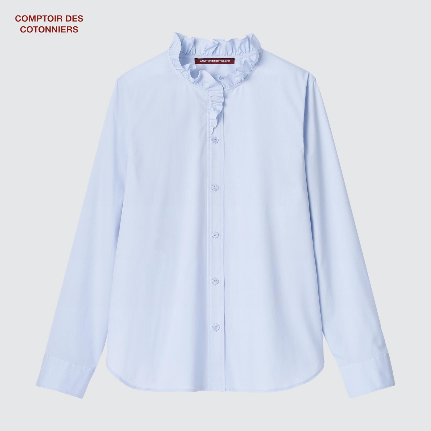 Рубашка UNIQLO из эластичного хлопка с рюшами, белый — фото 4