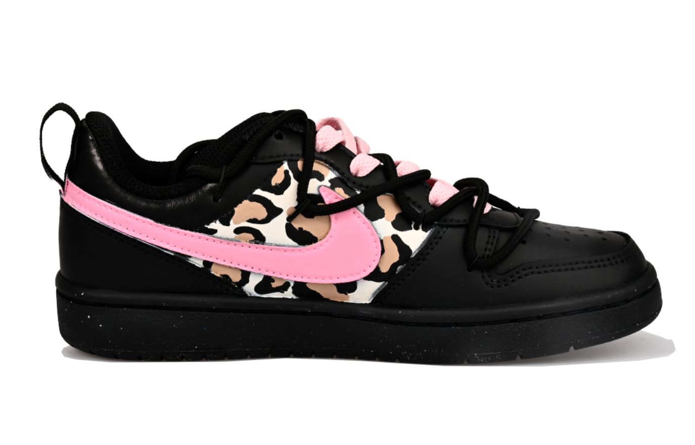 Nike Court Borough Leopard Print Sweetheart Low top детские скейтбординг кроссовки Black Pink для подростков — фото 3