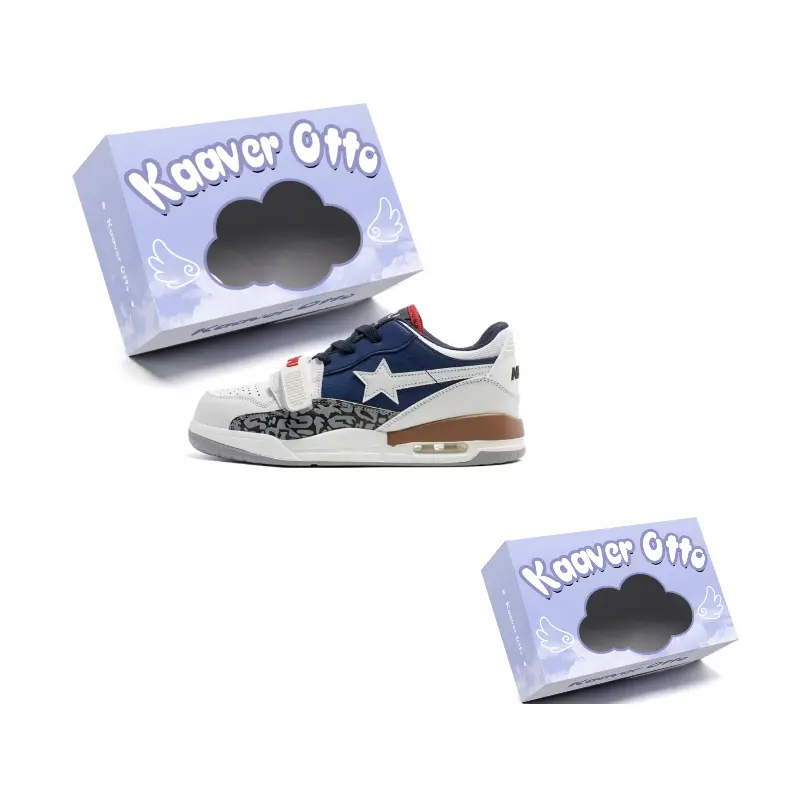 

KAAVER OTTO Износостойкие и легкие мид-топ скейтбордские кроссовки унисекс коробка - белый темно-синий, цвет White Dark Blue