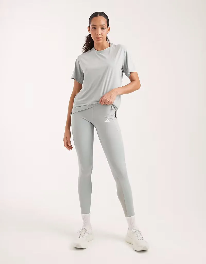 Леггинсы Adidas Performance Techfit с потайными карманами, полной длины, цвет шалфейно-зеленый