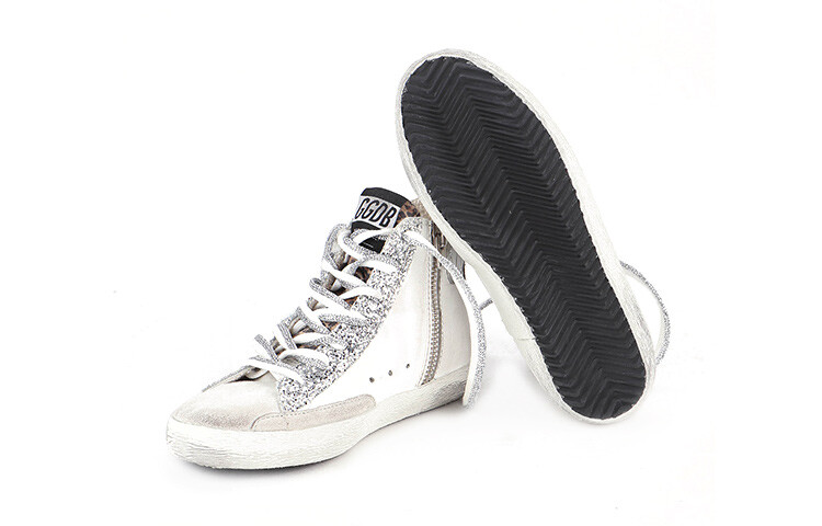 Детские кеды Golden Goose высокие, бело-серебристый — фото 4