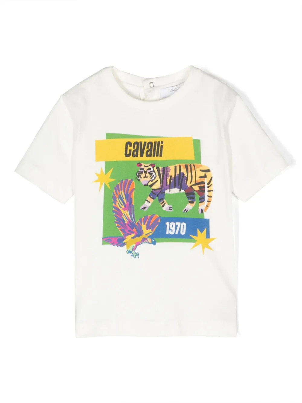 

Футболка с графичным принтом Roberto Cavalli Junior, белый