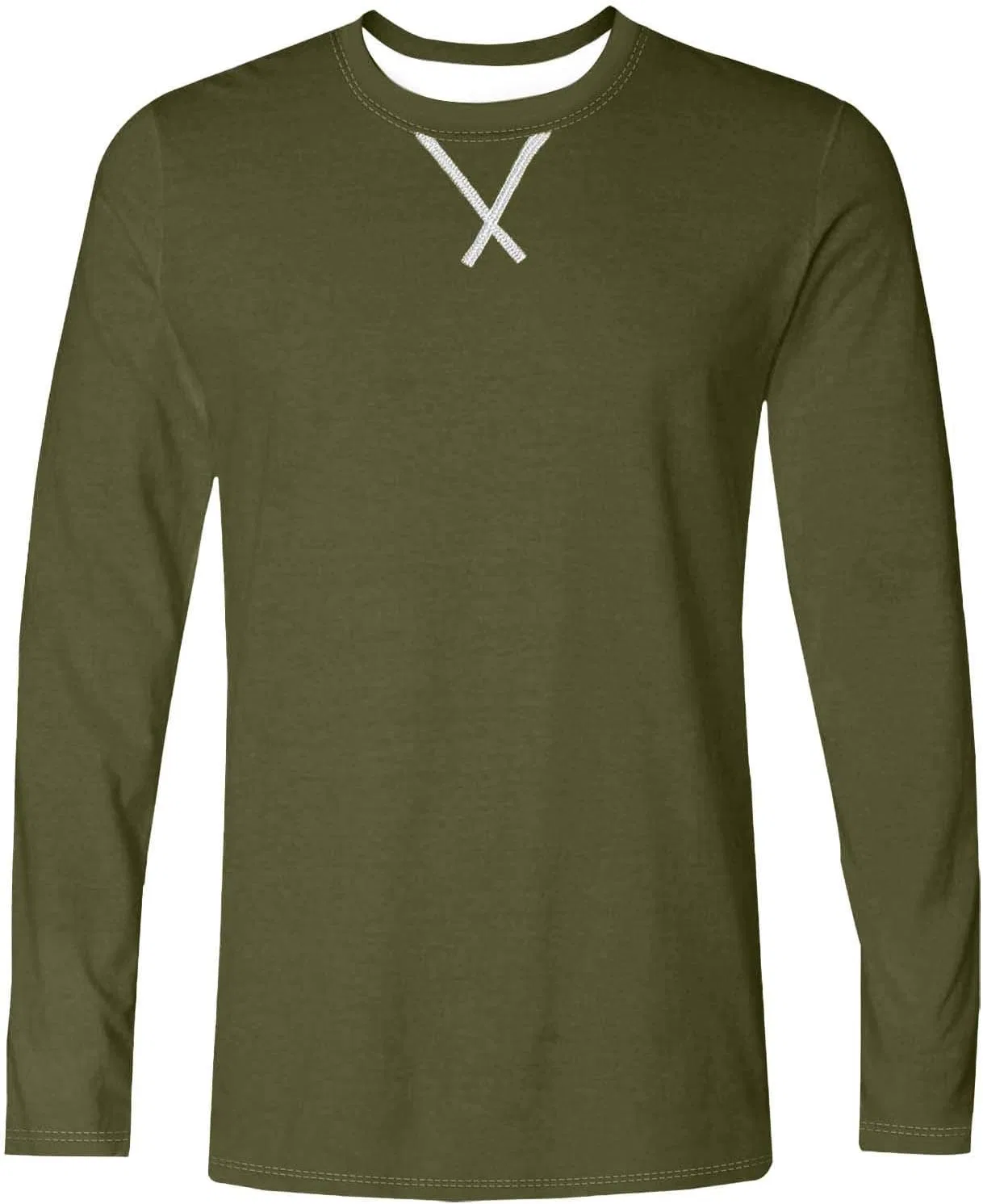 Мужская футболка с длинным рукавом, однотонная, Army Green — фото 3