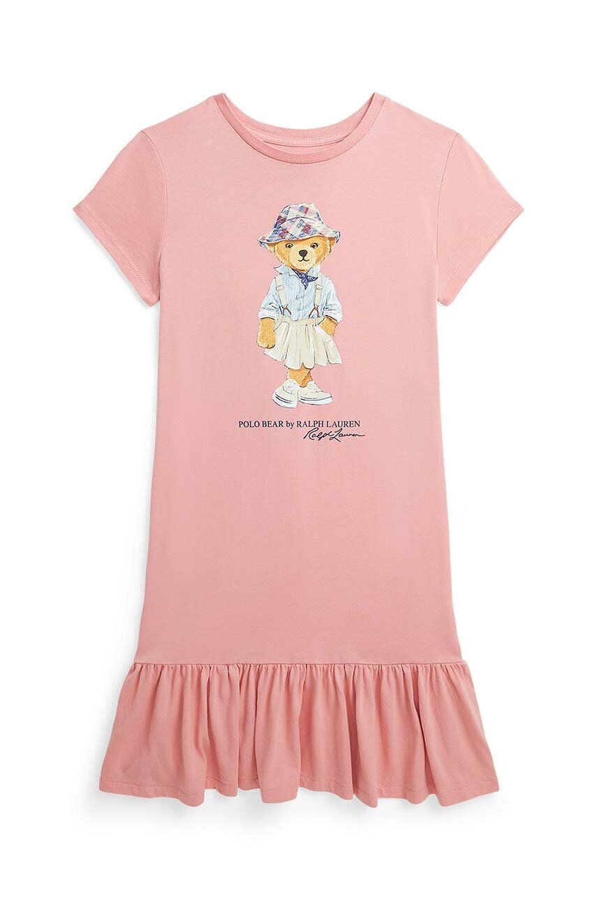

Хлопковое платье Polo Ralph Lauren для девочек, розовый