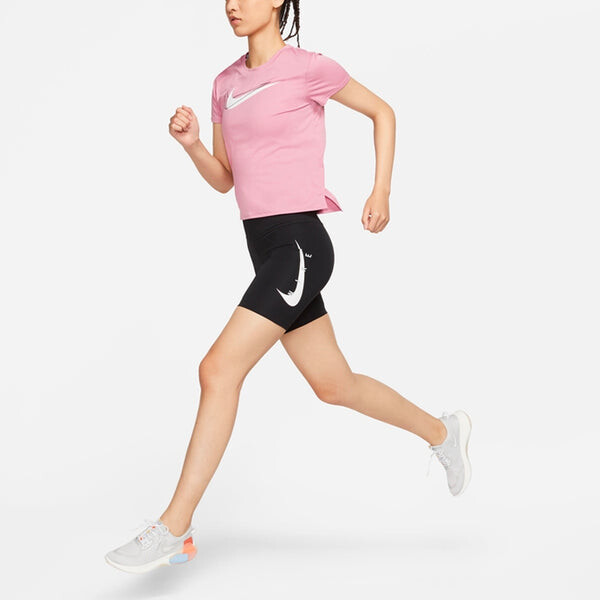 Футболка dri fit swoosh run logo print round neck pink Nike, розовый — фото 3