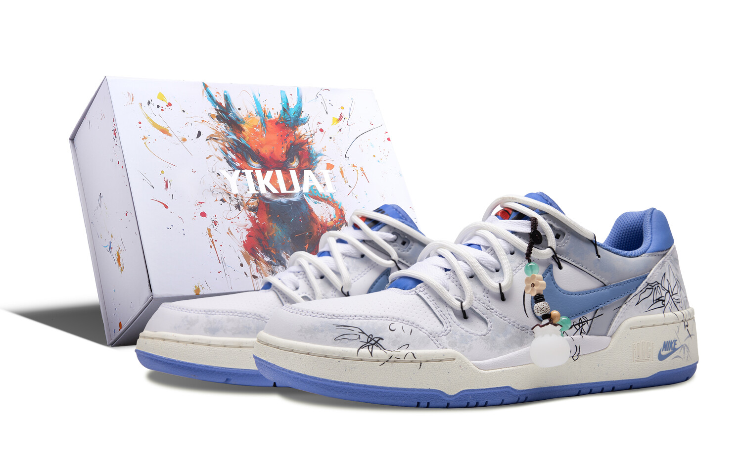 

Кроссовки Nike Full Force Skateboarding Shoes Men Low-top White/blue/gray, серый/синий
