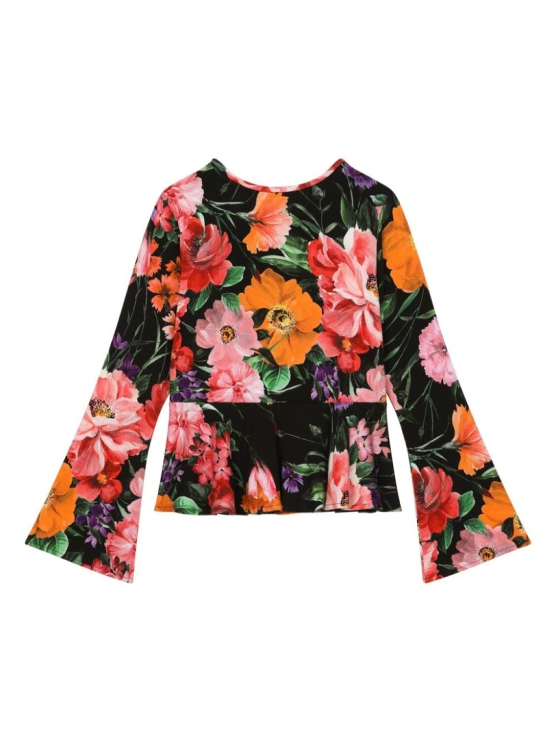 Dolce & Gabbana Kids футболка с цветочным принтом, черный — фото 2