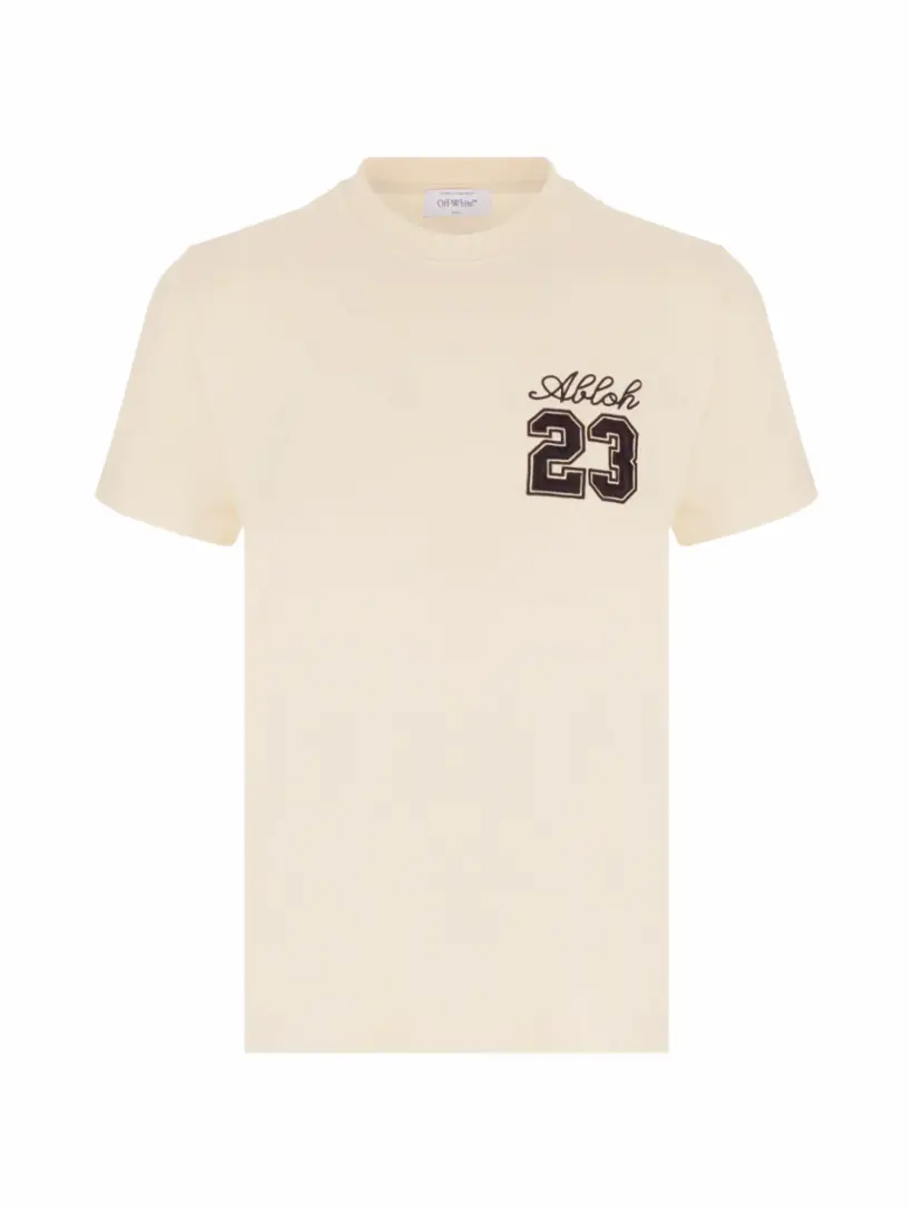 

Хлопковая футболка с вышивкой Off-White, бежевый