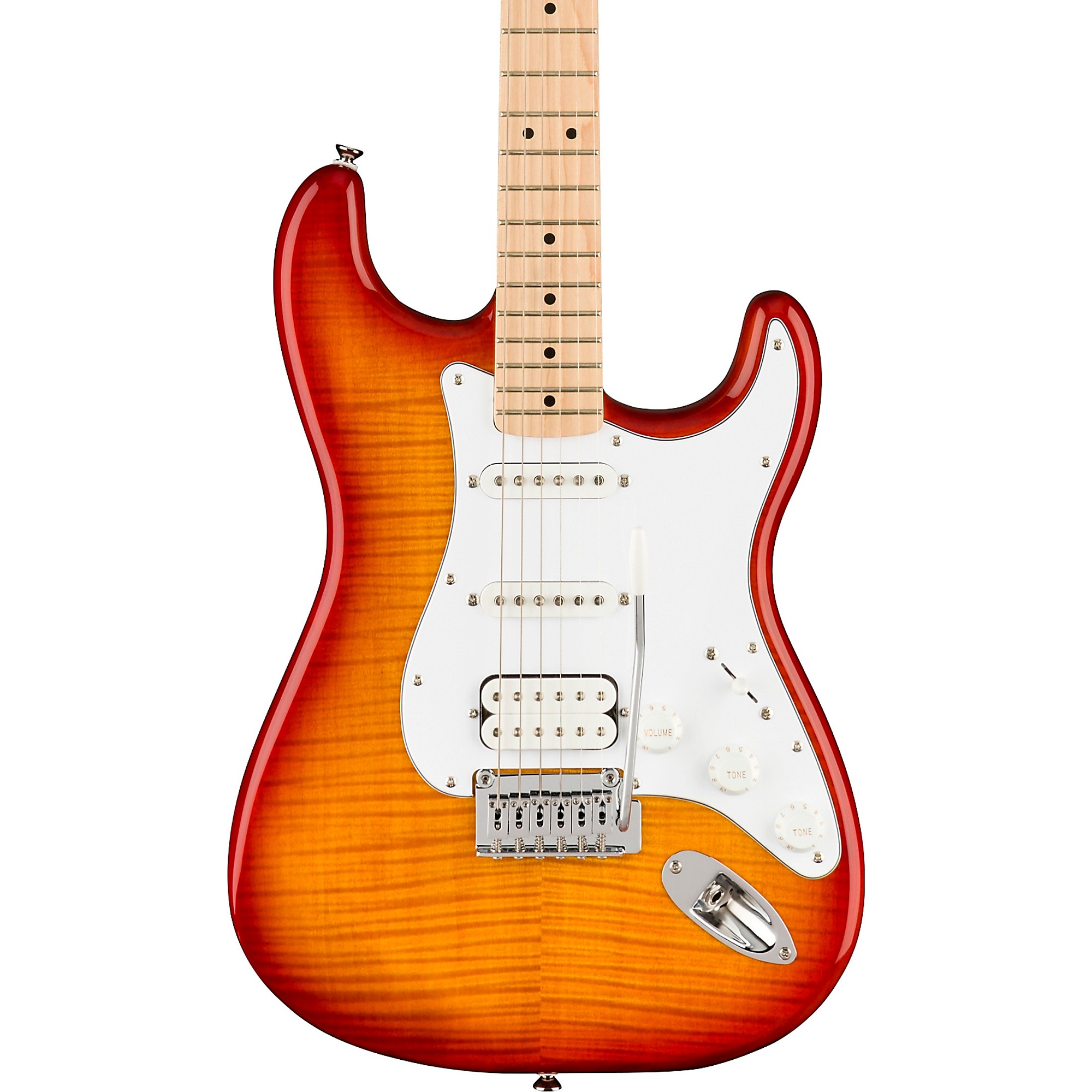 

Squier Affinity Series Stratocaster FMT HSS Электрогитара с кленовым грифом Sienna Sunburst