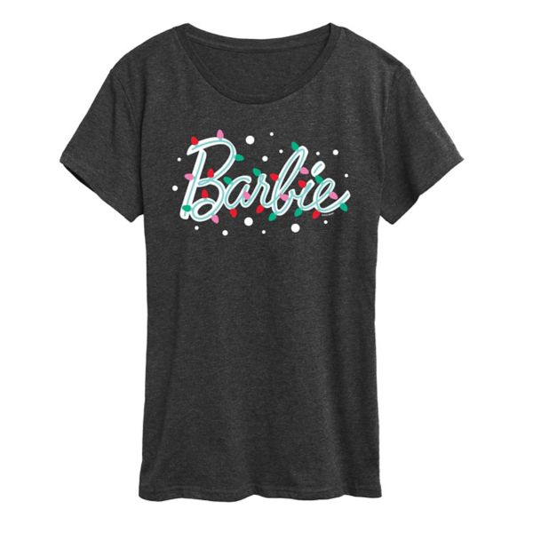 

Женская футболка с логотипом и праздничными огнями Barbie, серый