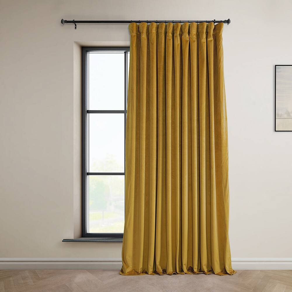

EFF Signature Plush Velvet Extrawide Затемняющие оконные занавески для отелей, цвет Sophomore Gold