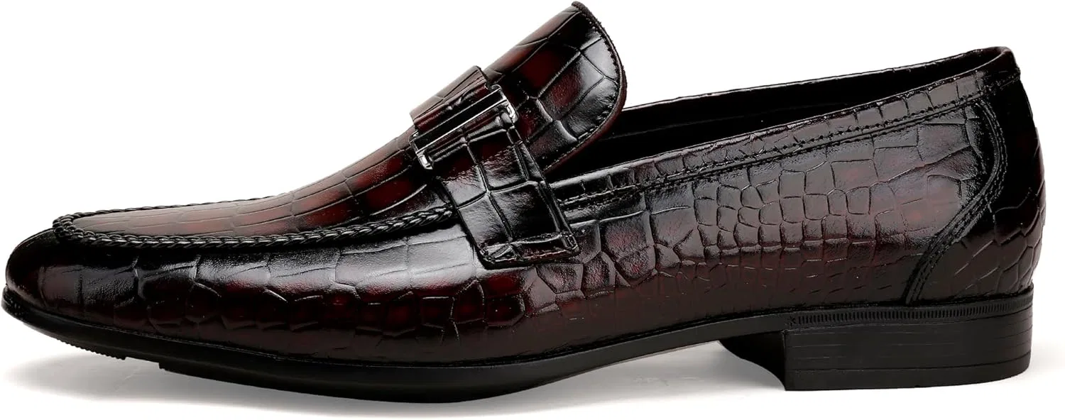 Лоферы с аллигаторным принтом Classic Leather, винный GOLDEN COXES FAMILY — фото 4