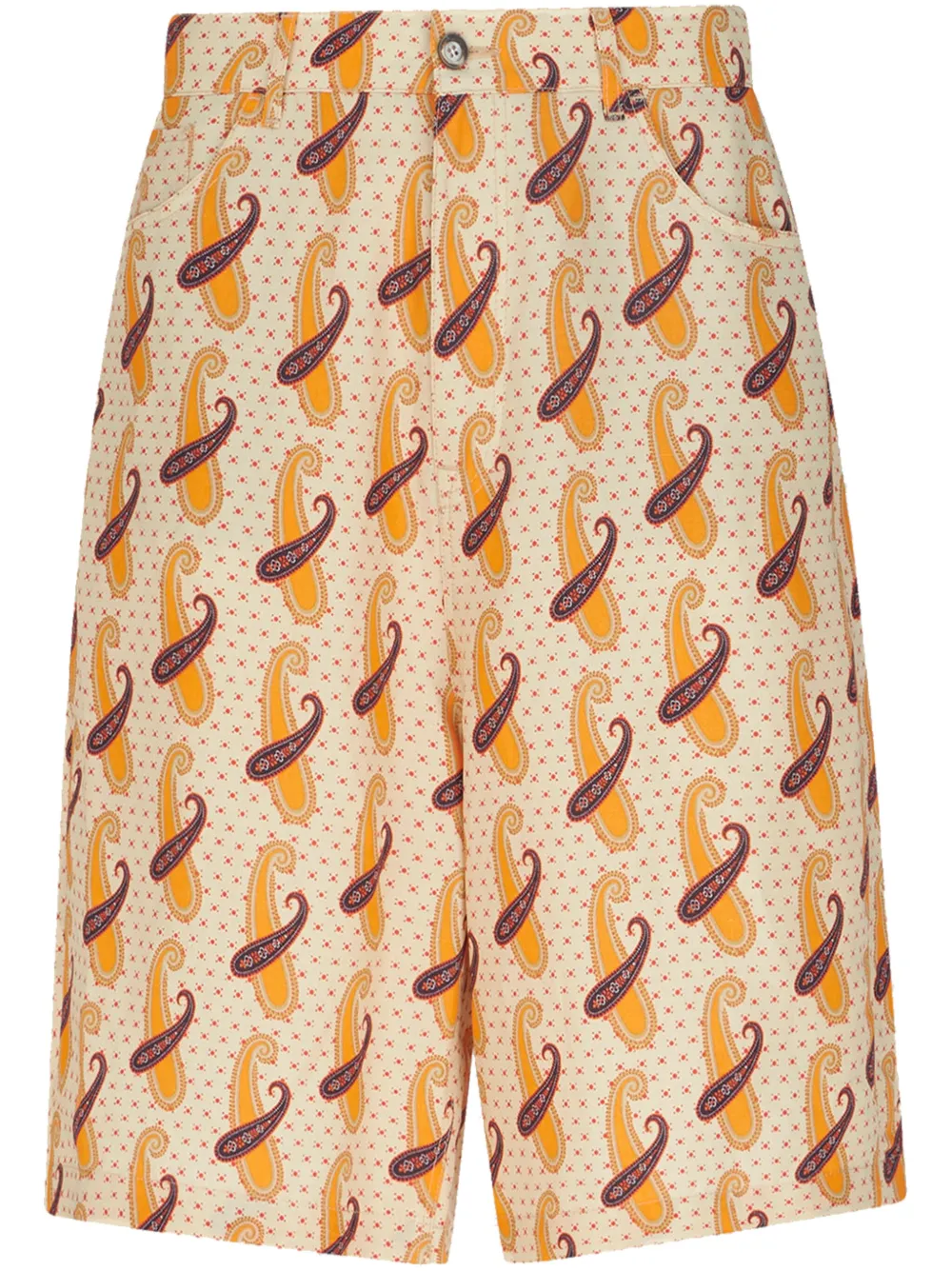 

Льняные шорты-бермуды с принтом пейсли Etro, нейтральный