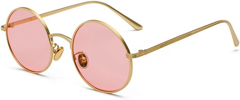 

золотые круглые металлические солнцезащитные очки для мужчин в стиле ретро, ​​летний стиль, женские солнцезащитные очки с красными линзами, унисекс, желтые, розовые, черные WNCKSQ, Gold With Pink