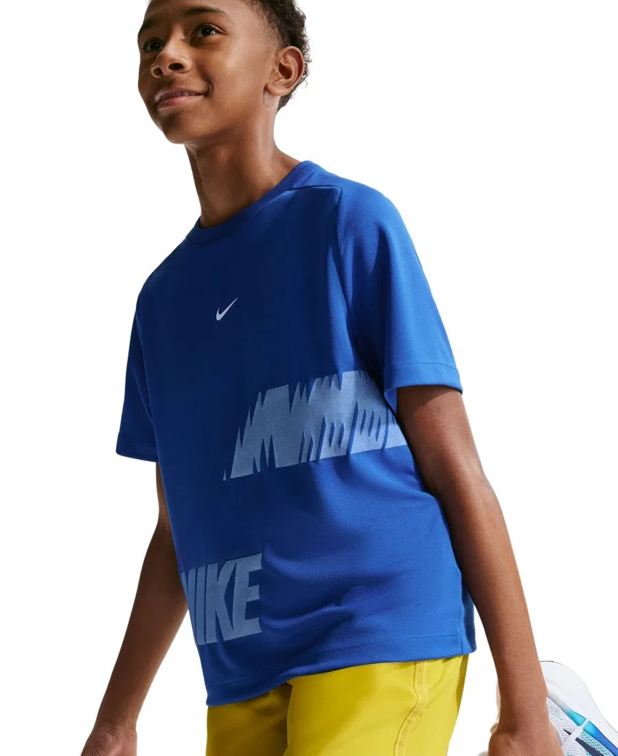 Детская футболка с коротким рукавом из быстросохнущей ткани Dri-Fit, размер 8-20 Nike, белый — фото 3