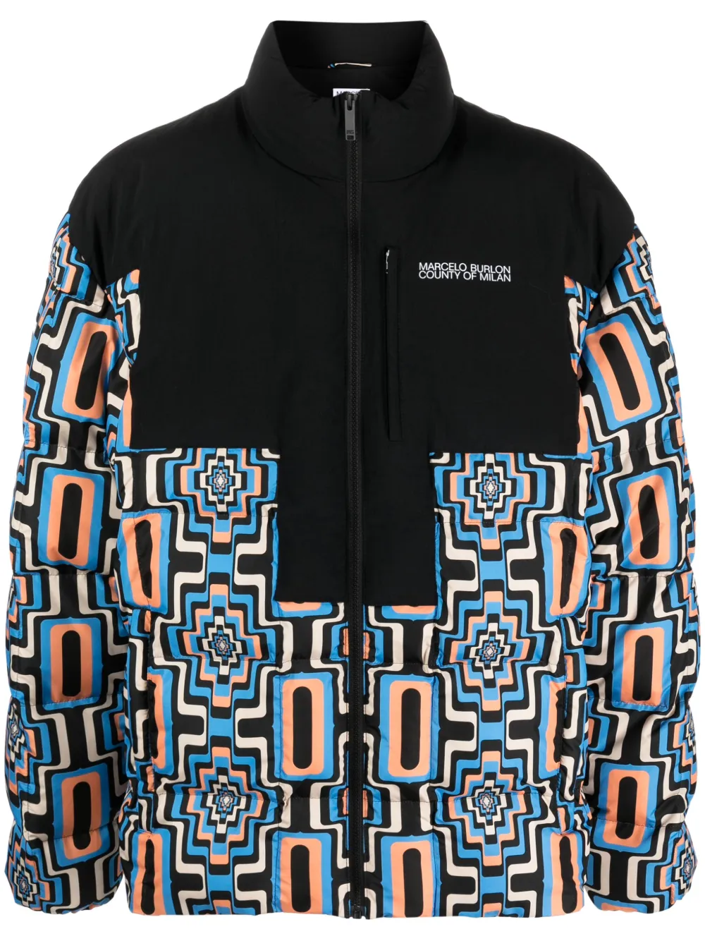 

Стеганый пуховик с геометричным принтом Marcelo Burlon County of Milan, черный