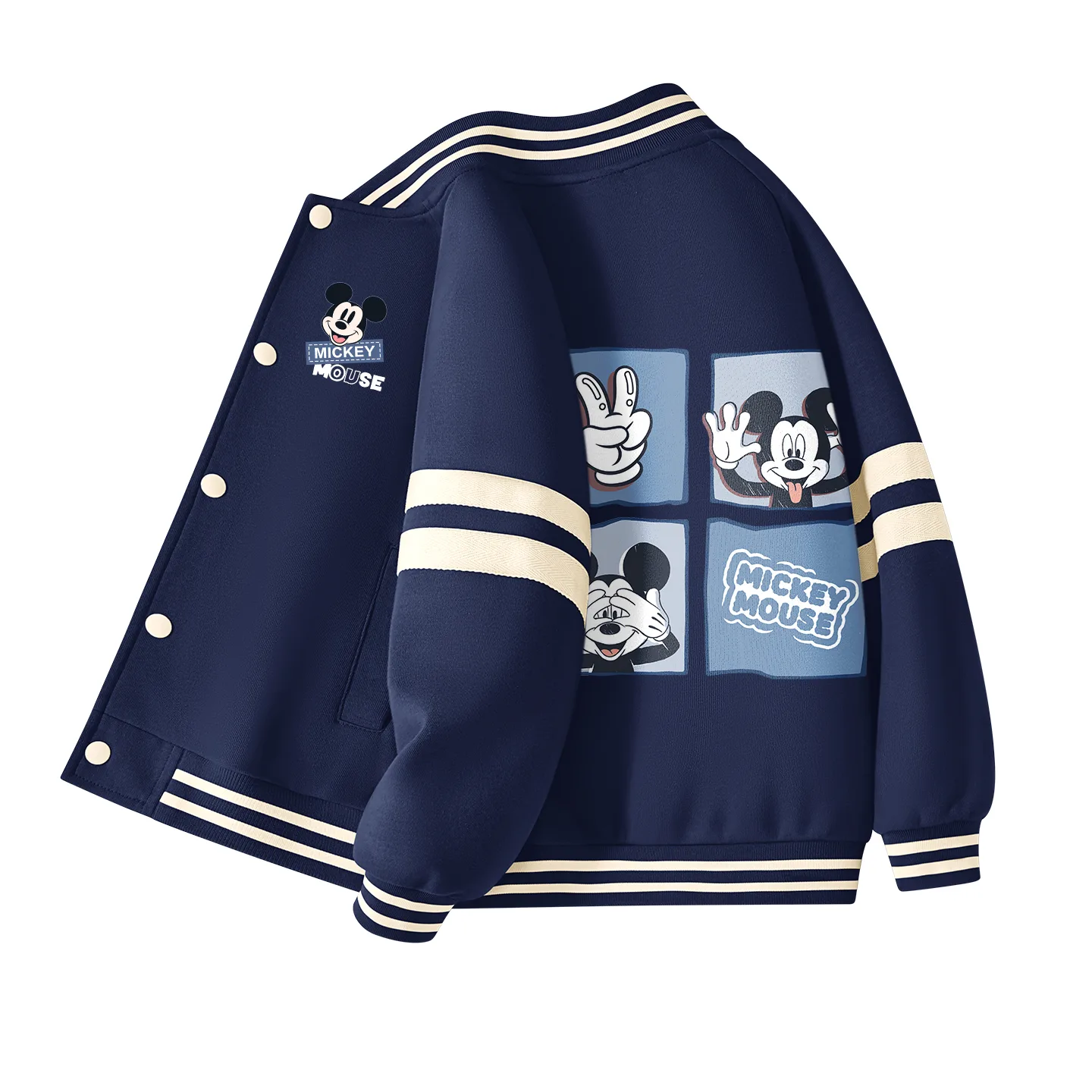 Детская бейсбольная футболка с круглым вырезом Disney, Di Happy K_Di Square Block Navy Blue
