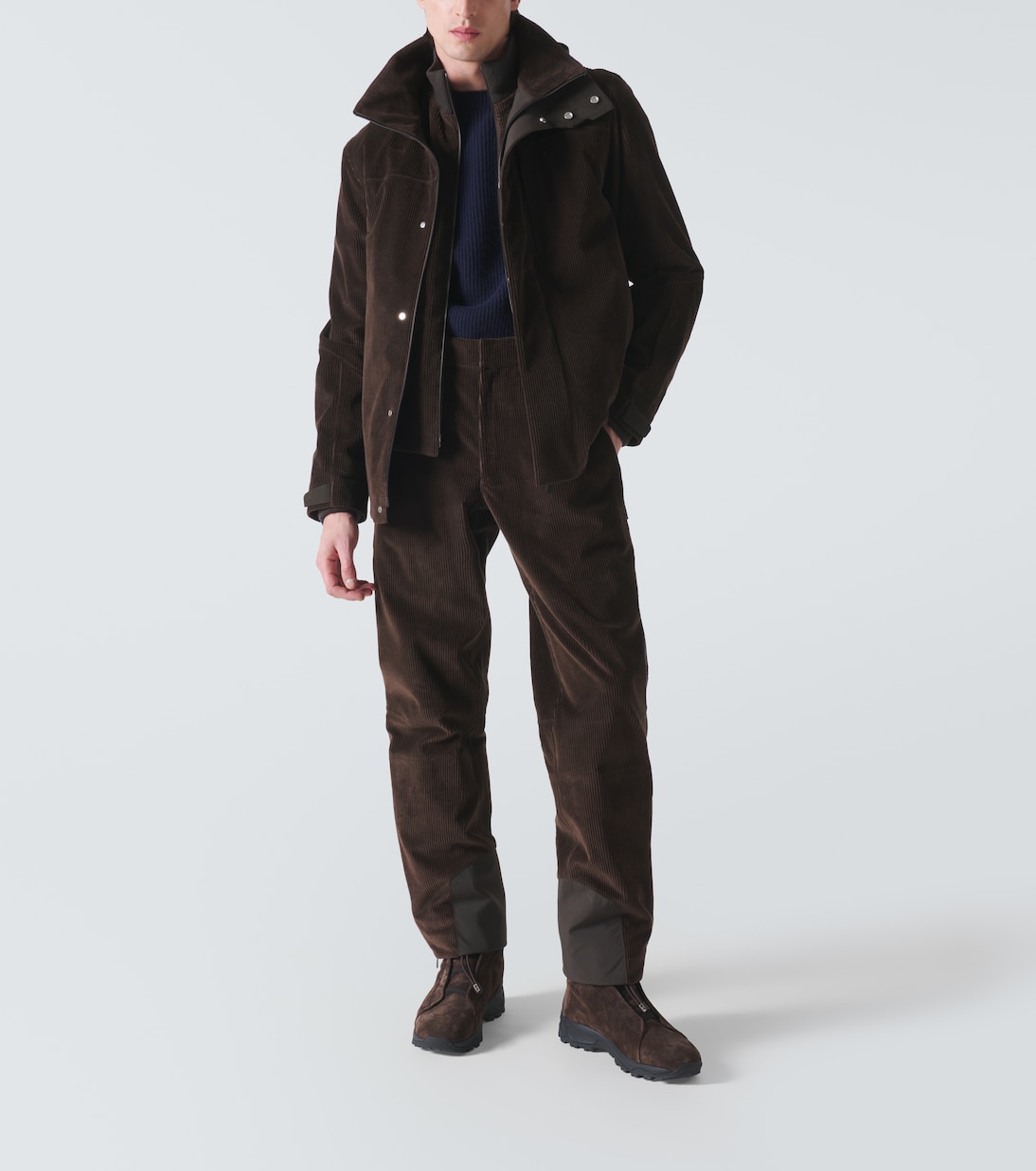 Высокие кеды из замши с тройной строчкой Zegna, темно-коричневый — фото 2