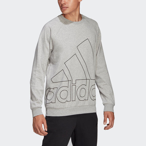 Толстовка men's big lo swt ft logo printing casual sports round neck light grey Adidas, серый — фото 4