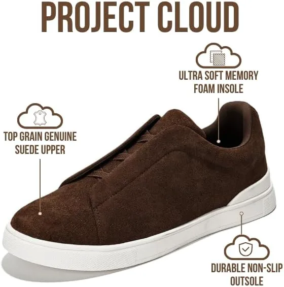Мужские кроссовки Project Cloud с стелькой из настоящей кожи и памяти формы - легкие и противоскользящие кроссовки для мужчин, повседневные кроссовки без шнурков (Hudson), коричневый — фото 2