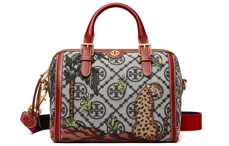 

Футболка Monogram из кожи Рюкзак-ведро Сумка Женская Красный TORY BURCH