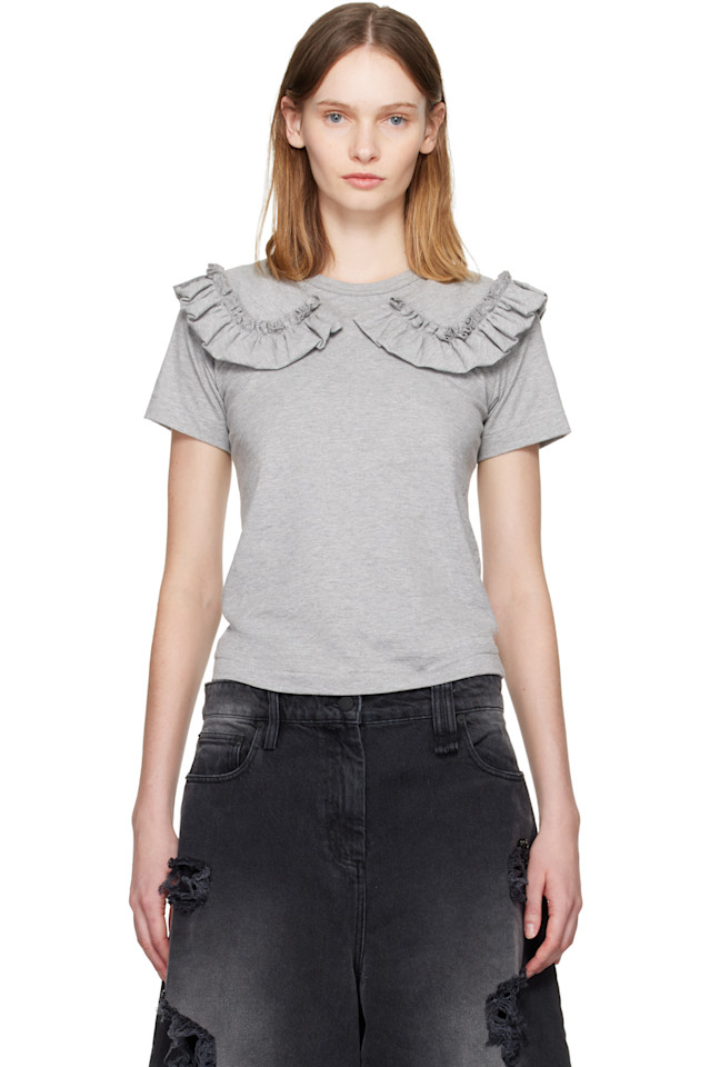 

Футболка с воротником-рюшами Comme Des Garçons Girl, серый