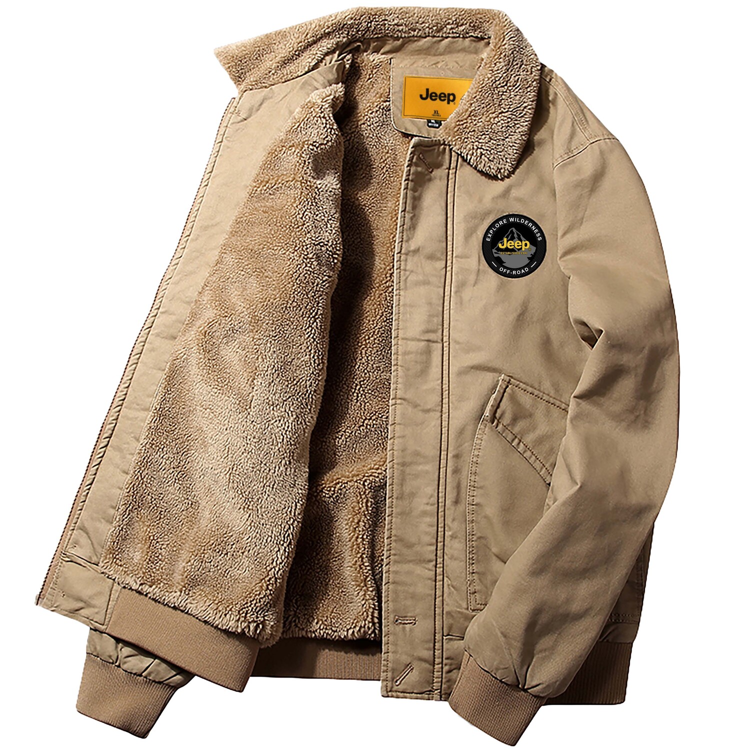 

Пуховик Unisex Lapel Fleece lined Jeep, хаки