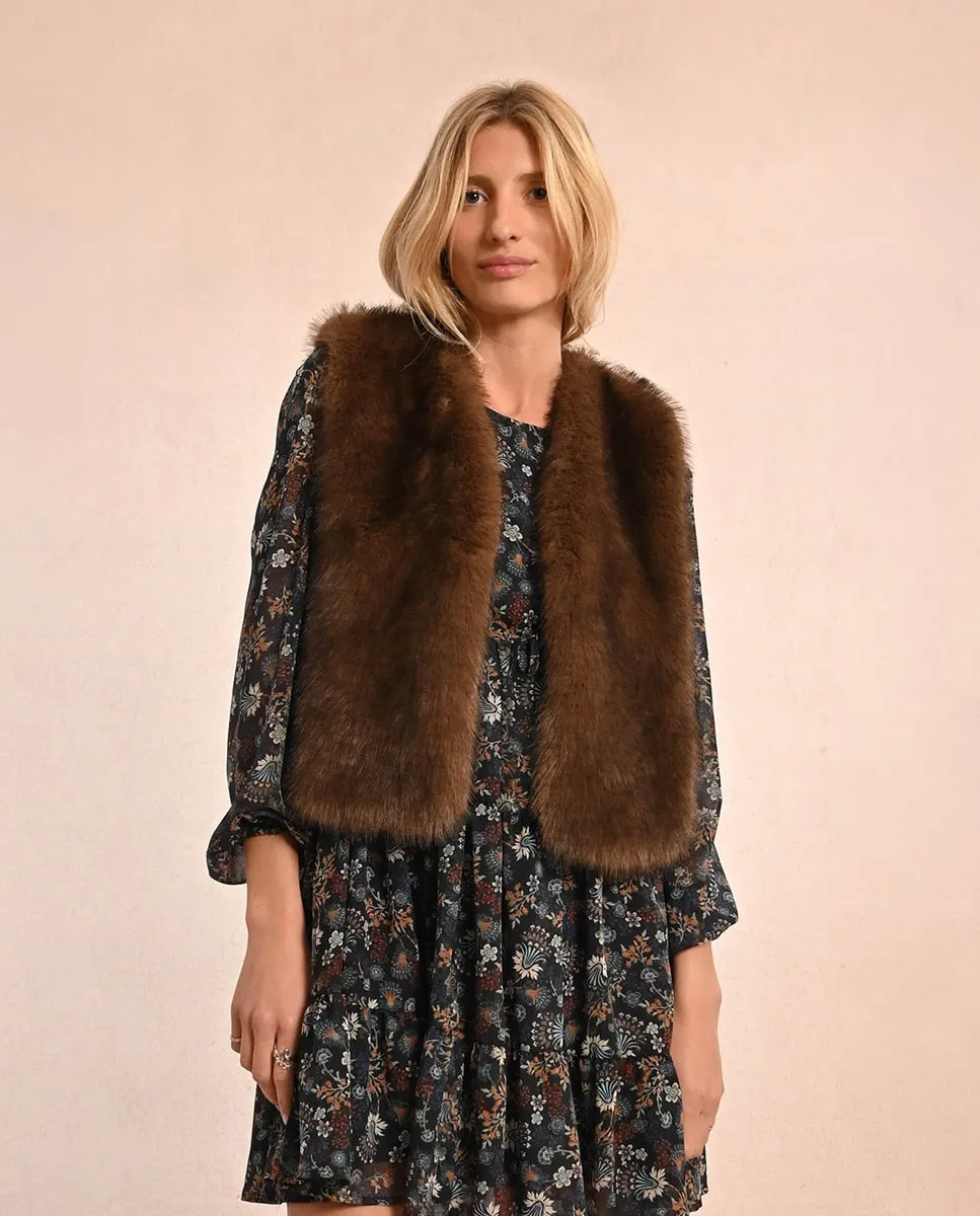 

Короткий женский жилет из плюшевой ткани Molly Bracken, коричневый