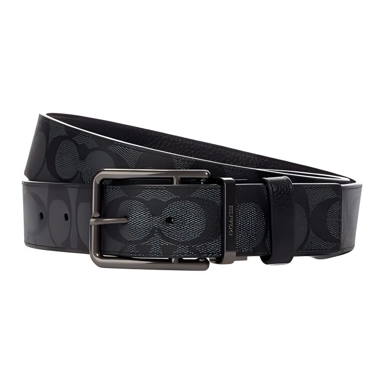 

COACH Ремень мужской из коровьей кожи, черно-серые, ширина 3,8 см