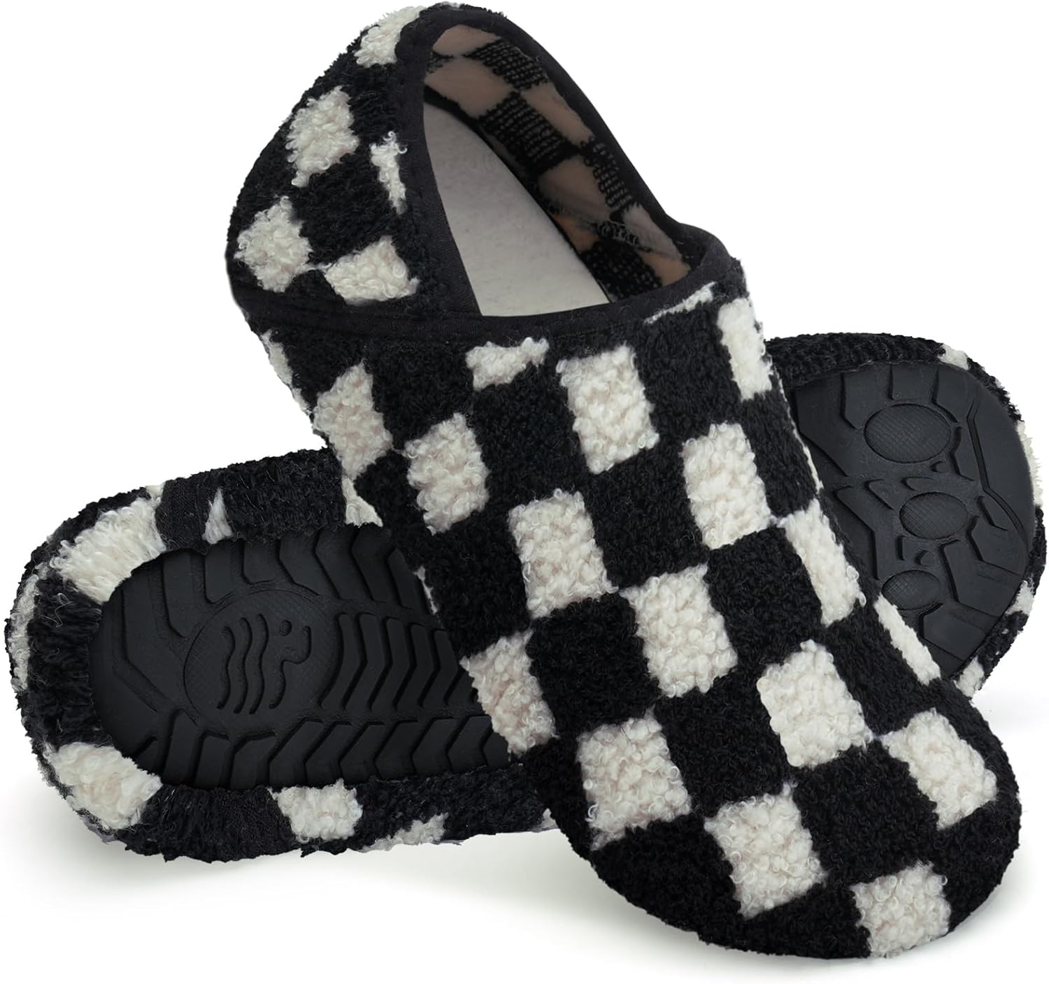 

Женские и мужские легкие уютные домашние тапочки WateLves с искусственным мехом - резиновая подошва, носки-тапочки - складные дорожные тапочки - для дома и улицы, белый/черный