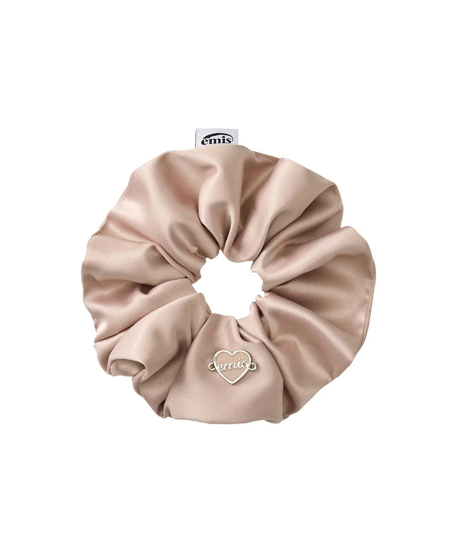 Резинка для волос с подвеской SATIN HEART LOGO PENDANT SCRUNCHIE EMIS розовый