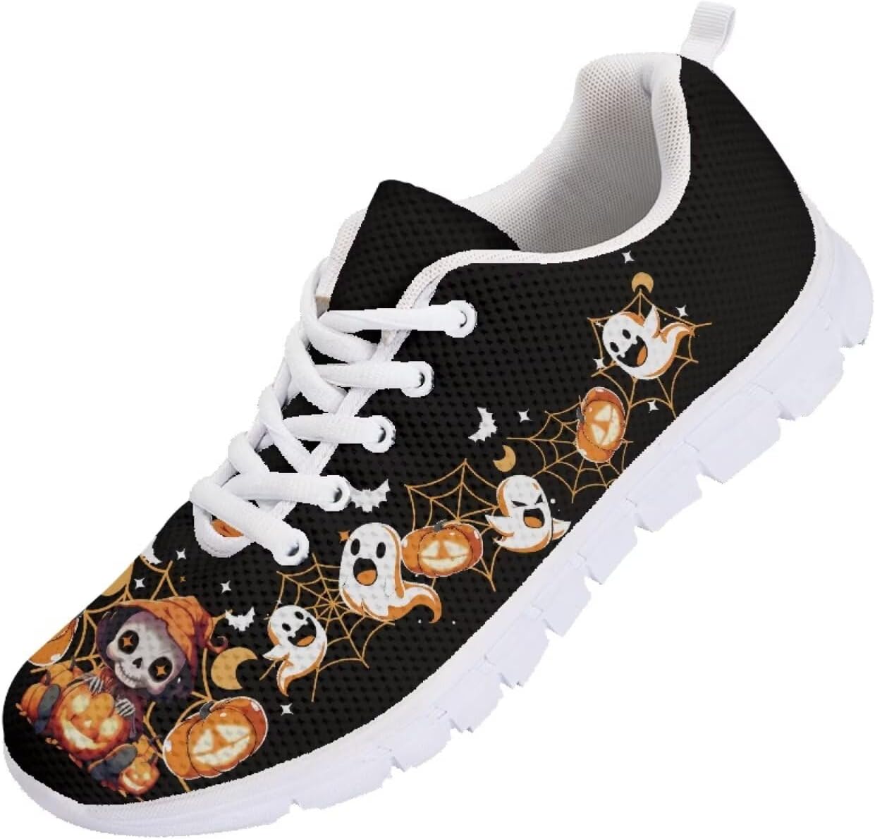 

Кроссовки Forchrinse для женщин и мужчин, повседневные с шнуровкой, нескользящие, для бега, спорта и тренажерного зала, Halloween Ghost Pumpkin