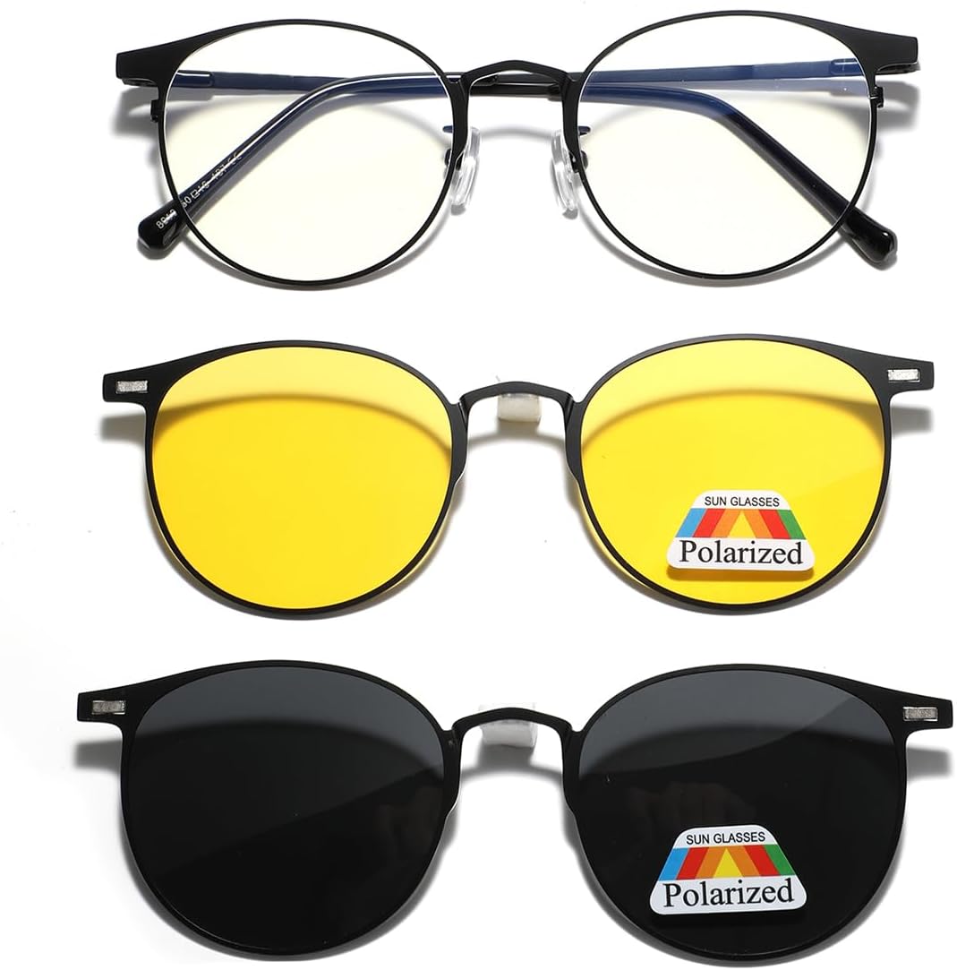 

Мужские солнцезащитные очки в металлической оправе, круглые, с зажимом, винтажные поляризованные, женские солнцезащитные очки на магнитах, аксессуары для женщин weiyuchen, Black