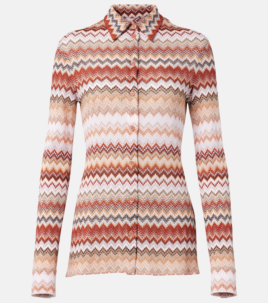 

Рубашка из ламе с зигзагообразным узором Missoni, Multi Brown Tones On Light