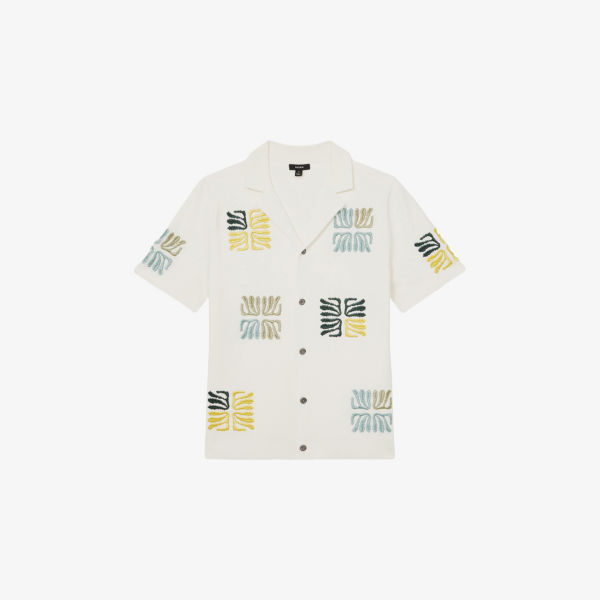 

Пабло рубашка плетеная с вышивкой риф Reiss, белый