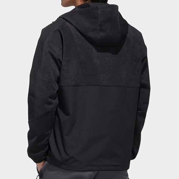 Куртка adidas Half-zipped Hooded Windproof Sports Woven Jacket Men's Black, черный — фото 4