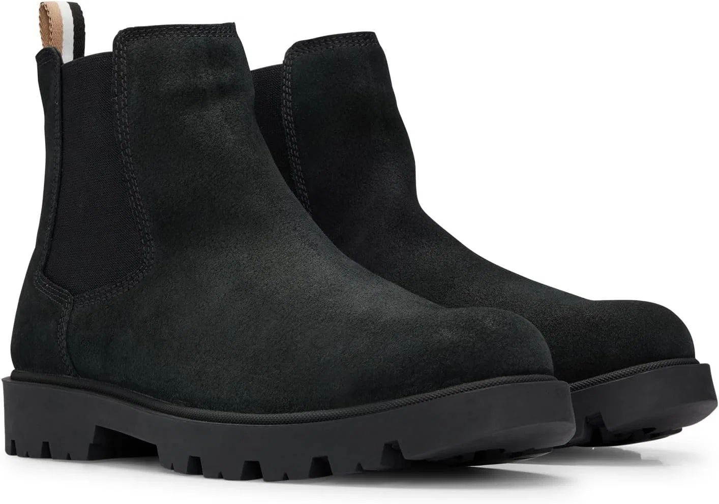 Мужские ботинки BOSS Adley Cheb Chelsea из замши с фирменной полосой, размер, Black — фото 3
