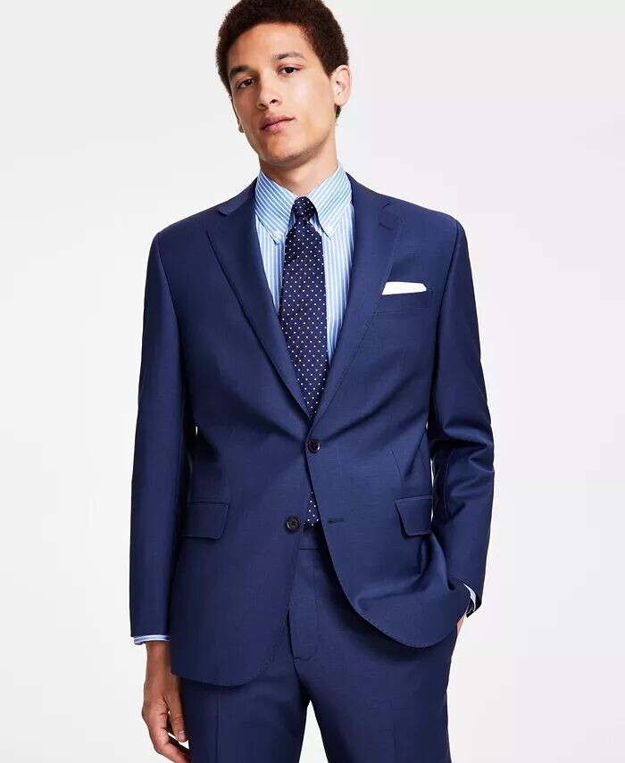 

Мужской пиджак классического кроя из смесовой шерсти стрейч Brooks Brothers, синий