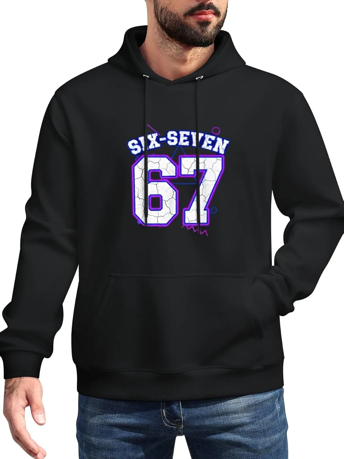 Мужская толстовка с капюшоном Fun Six-Seven 67 Retro Varsity, мягкая, с карманом